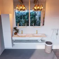 Mondiaz Alan DLux planchet 150cm met wastafel dubbel 2 kraangaten frappe