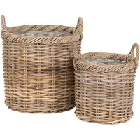 House Nordic Set van 2 opbergmanden Kiti | rotan naturel 40x40x48 cm opbergmanden | NADUVI