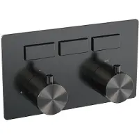 Brauer Gunmetal Edition 3-weg inbouwthermostaat met drukknoppen met in- en afbouwdelen gunmetal geborsteld PVD