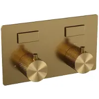 Brauer Gold Carving 2-weg inbouwthermostaat met drukknoppen met in- en afbouwdelen goud geborsteld PVD