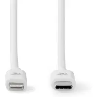 Nedis Lightning-kabel- USB 2.0 | Apple Lightning 8-pins | USB-C plug | 480 Mbps | Vernikkeld | 1,00 m | Rond | PVC | Wit | Label