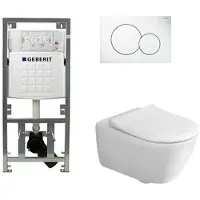 Villeroy & Boch Subway 2.0 inbouwset - met diepspoel wandcloset directflush slimseat zitting afdekplaat - wit 0701131/0700518/ga26028/ga91964/