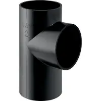 Geberit afbuigstuk, 88,5°, PE, diameter 75/50 mm, T-stuk, voor afvoerleidingen, zwart, 1 stuk.