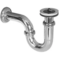 Nemo Skill buissifon voor wastafel met afvoerbuis 54 x D 32 mm met afvoerplug met rubber stop afdekrozet verchroomd --25.7115 NP