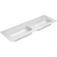 Nemo Stock by Falper Fin meubelwastafel twin met 2 wastafels ceramilux met afvoergat zonder overloop zonder kraangat L1405 x W505 x H143 mm mat wit 100509