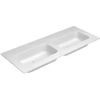 Nemo Stock by Falper Fin meubelwastafel twin met 2 wastafels ceramilux met afvoergat zonder overloop zonder kraangat L1205 x W505 x H143 mm mat wit 100508