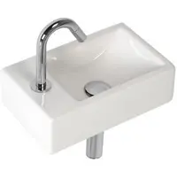 Plieger Houston & Lupo 2.0 fonteinpack m. fontein m. kraangat links, bak rechts 37x23cm incl. toiletkraan chroom, design afv.plug + sifon wit chroom 1204000