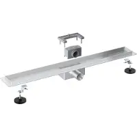 FortiFura Galeria Douchegoot - 200cm - zonder rooster - vloerflens - Geborsteld RVS PVD (RVS) YZ-A200-Basic-drain