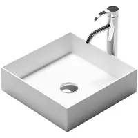 Nemo Stock Java Style opbouwwastafel vierkant 38x38x11cm solid surface mat wit WD38336