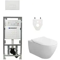 Villeroy & Boch Subway 2.0 DirectFlush CeramicPlus toiletset slimseat zitting - met Geberit reservoir en bedieningsplaat - met rechthoekige knoppen - wit 0701131/SW706187/ga26033/ga91964/