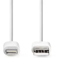 Nedis Lightning Kabel - USB 2.0 - Apple Lightning 8-Pins - USB-A Male - 480 Mbps - Vernikkeld - 1.00 m - Rond - PVC - Wit - Label