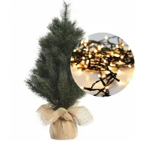 Everlands Mini kerstboom 45 cm - met kerstverlichting warm wit 300 cm - 40 leds - Kunstkerstboom