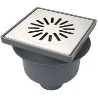 Aquaberg kunststof put met onderaansl 75mm RVS rooster niet verstelbaar 20x20cm met PPC emmer reukslot 60mm 4020