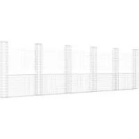 vidaXL Schanskorf U-vormig met 6 palen 620x20x200 cm ijzer