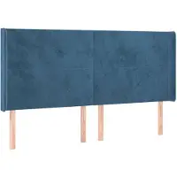 vidaXL Hoofdbord met randen 163x16x118/128 cm fluweel donkerblauw