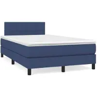 vidaXL Boxspring met matras stof blauw 120x200 cm