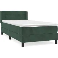 vidaXL Boxspring met matras fluweel donkergroen 90x190 cm