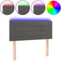 vidaXL Hoofdbord LED 100x5x78/88 cm fluweel donkergrijs