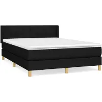 vidaXL Boxspring met matras stof zwart 140x200 cm