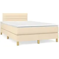 vidaXL Boxspring met matras stof crèmekleurig 120x200 cm