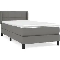 vidaXL Boxspring met matras stof donkergrijs 100x200 cm