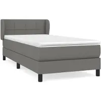 vidaXL Boxspring met matras stof donkergrijs 90x200 cm