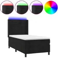 vidaXL Boxspring met matras en LED fluweel zwart 90x200 cm