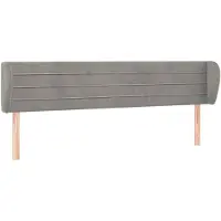 vidaXL Hoofdbord met randen 183x23x78/88 cm fluweel lichtgrijs
