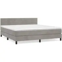 vidaXL Boxspring met matras fluweel lichtgrijs 160x200 cm