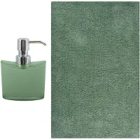 MSV badkamer droogloop mat/tapijt - Bologna - 45 x 70 cm - bijpassende kleur zeeppompje - groen - Badmatjes