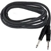 Frontstage 3x FrontStage 6,35mm-Jackplugkabel 3m mono Textielomhulling zwart-wit