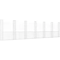 vidaXL Gabionenmand, U-vormig, met 7 stalen palen, 740x20x200 cm