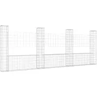 vidaXL Schanskorf U-vormig met 4 palen 380x20x150 cm ijzer