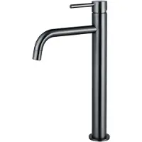FortiFura Calvi Slim Wastafelkraan - 32cm - verhoogd - opbouw - Geborsteld Gunmetal PVD SW766539