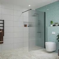 FortiFura Galeria inloopdouche - 110x200cm - ribbelglas - wandarm - mat zwart SW915253/SW797905