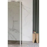 FortiFura Galeria zijwand - 40x200cm - rookglas - 8mm - met hoekprofiel - mat wit SW797934 / SW541264