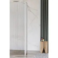 FortiFura Galeria zijwand - 40x200cm - ribbel glas - 8mm - met hoekprofiel - mat wit SW797948 / SW541264