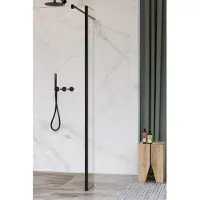 FortiFura Galeria zijwand - 30x200cm - helder glas - 8mm - met hoekprofiel - mat zwart SW797909 / SW358025