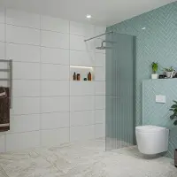 FortiFura Galeria inloopdouche - 70x200cm - ribbelglas - wandarm - chroom SW797949/SW797904