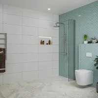 FortiFura Galeria inloopdouche - 30x200cm - ribbelglas - wandarm - chroom SW797945/SW797904