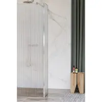 FortiFura Galeria zijwand - 30x200cm - ribbel glas - 8mm - met hoekprofiel - chroom SW797945 / SW358024