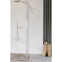 FortiFura Galeria zijwand - 40x200cm - mat glas - 8mm - met hoekprofiel - chroom SW797921 / SW358024
