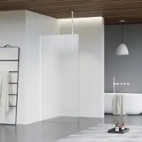 FortiFura Galeria inloopdouche - 110x200cm - ribbelglas - plafondarm - mat wit SW915253/SW797906/SW804546
