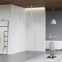 FortiFura Galeria inloopdouche - 180x200cm - helder glas - plafondarm - mat wit SW797920/SW797906/SW804546