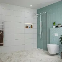 FortiFura Galeria inloopdouche - 30x200cm - ribbelglas - wandarm - mat wit SW797945/SW797906