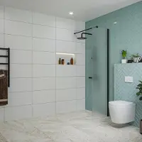 FortiFura Galeria inloopdouche - 50x200cm - mat glas - wandarm - mat zwart SW797922/SW797905