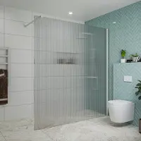 FortiFura Galeria inloopdouche - 180x200cm - ribbelglas - wandarm - mat wit SW797957/SW797906