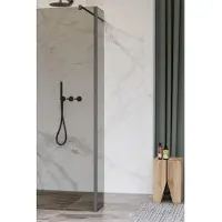 FortiFura Galeria zijwand - 30x200cm - rookglas - 8mm - met hoekprofiel - gunmetal SW797930 / SW798732