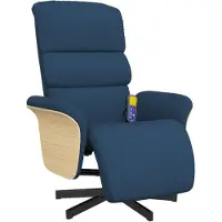 vidaXL Massagestoel verstelbaar met voetensteun stof blauw