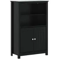 vidaXL Badkamerkast BERG 69,5x34x110 cm massief grenenhout zwart